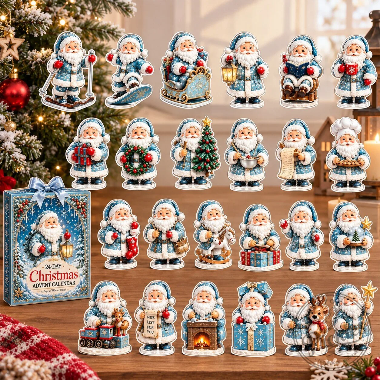 Icy Santa Claus Ornament 24-Day Christmas Countdown Advent Calendar 2026 for Christmas Fans