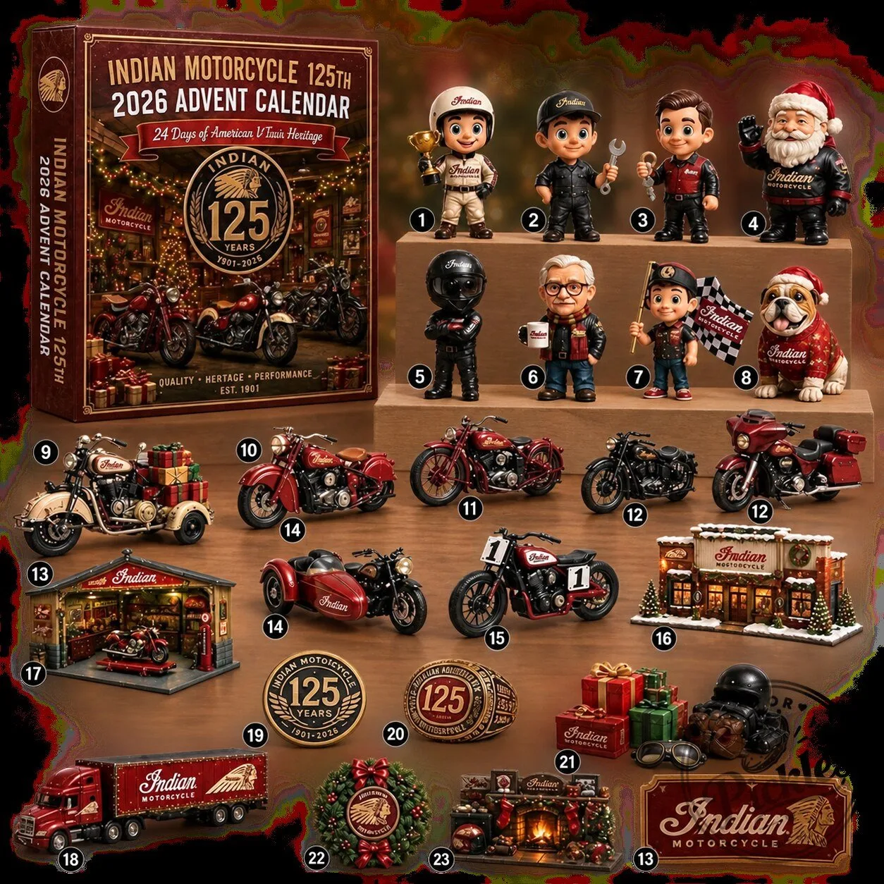 Indian Motorcycle 125th Anniversary 2026 Advent Calendar 24 Days of V-Twin Collectibles