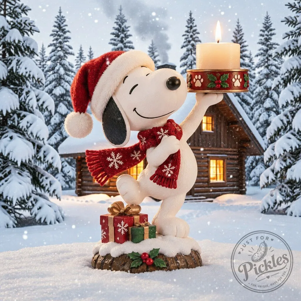 Snoopy Christmas Candle Holder Figurine – Peanuts Holiday Table Decor 6 Snoopy Christmas Candle Holder Figurine – Peanuts Holiday Table Decor product design shown in a detailed view