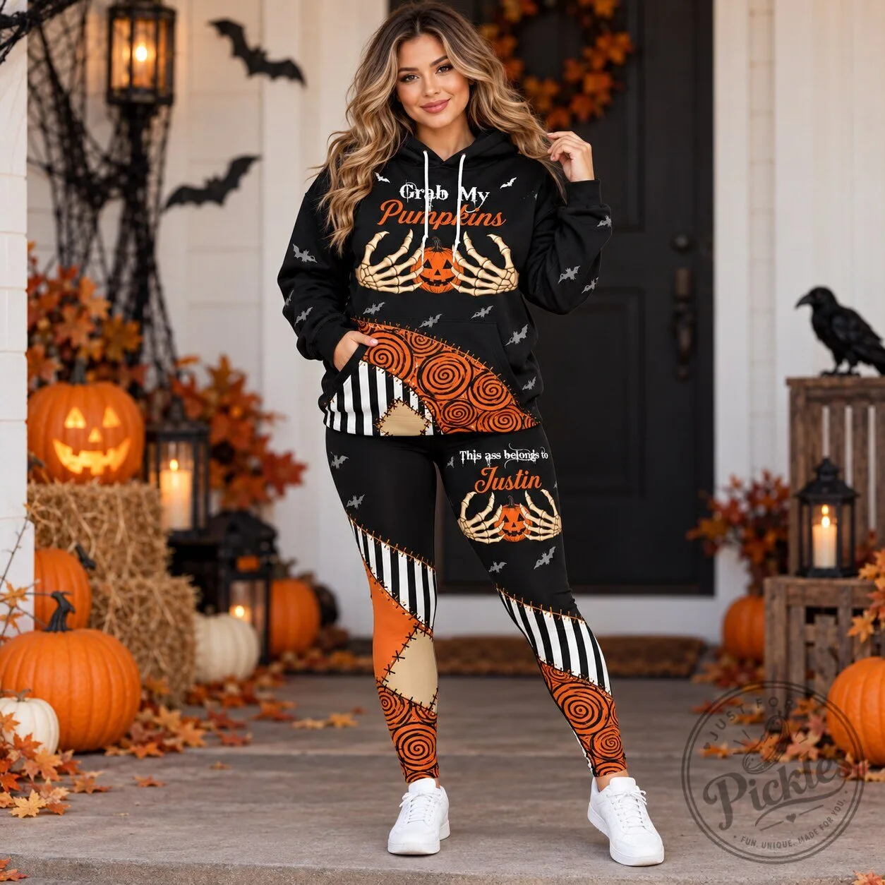 Funny Spooky Party Halloween Gifts For Her - Personalized Hoodie Leggings Set