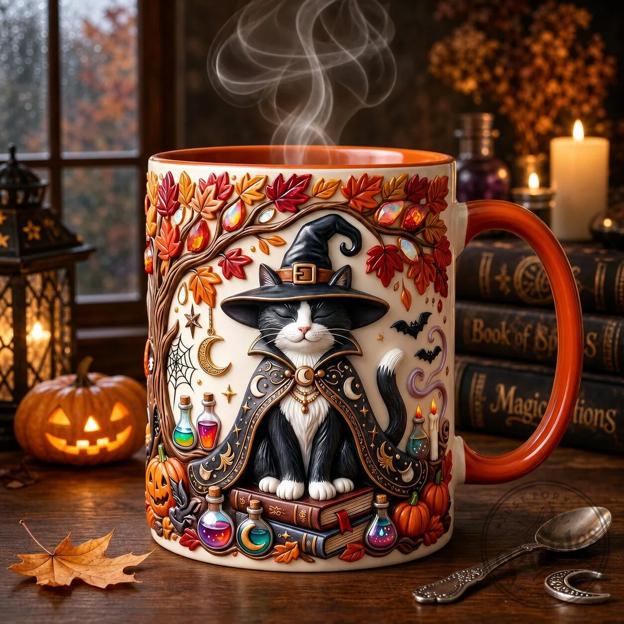Cute Witch Cat Halloween Gift For Cat Lovers - Personalized Accent Mug