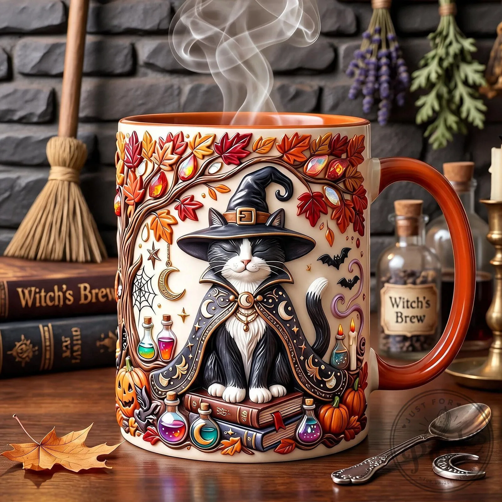 Cute Witch Cat Halloween Gift For Cat Lovers - Personalized Accent Mug 7 Cute Witch Cat Halloween Gift For Cat Lovers - Personalized Accent Mug product design shown in a detailed view