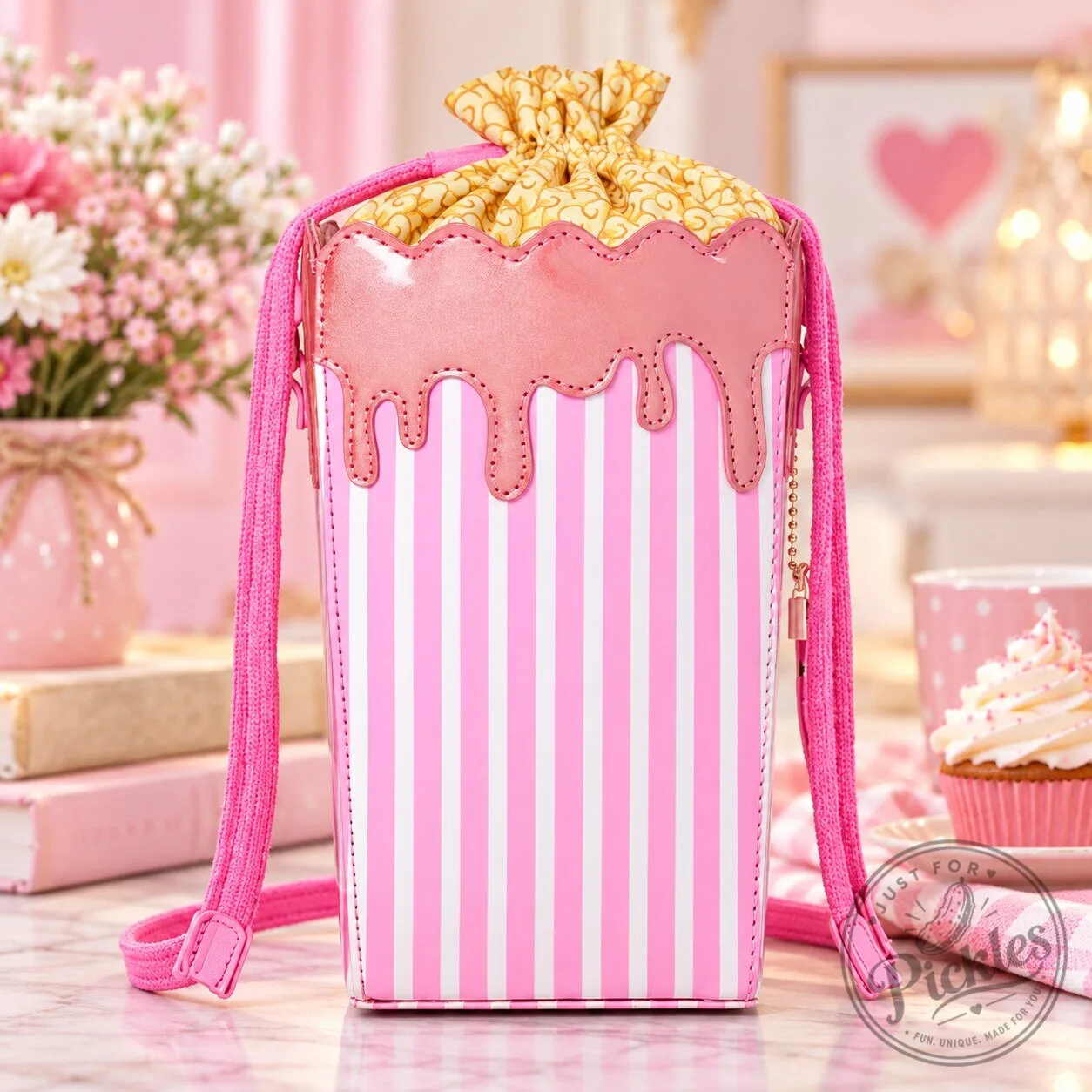 Ghost Face Pink Popcorn Bucket Crossbody Bag