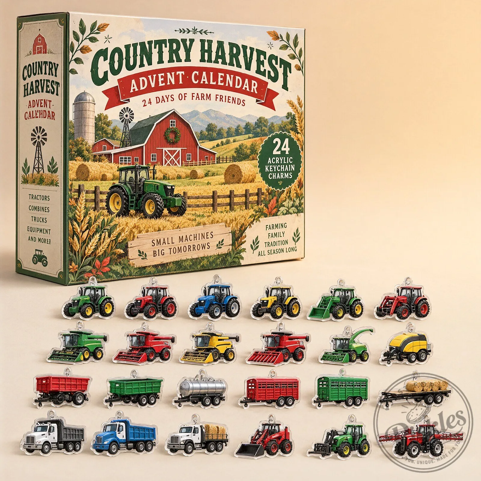 Farm Vehicles Advent Calendar 2026 - Box Advent Calendar - Christmas Gift For Famers