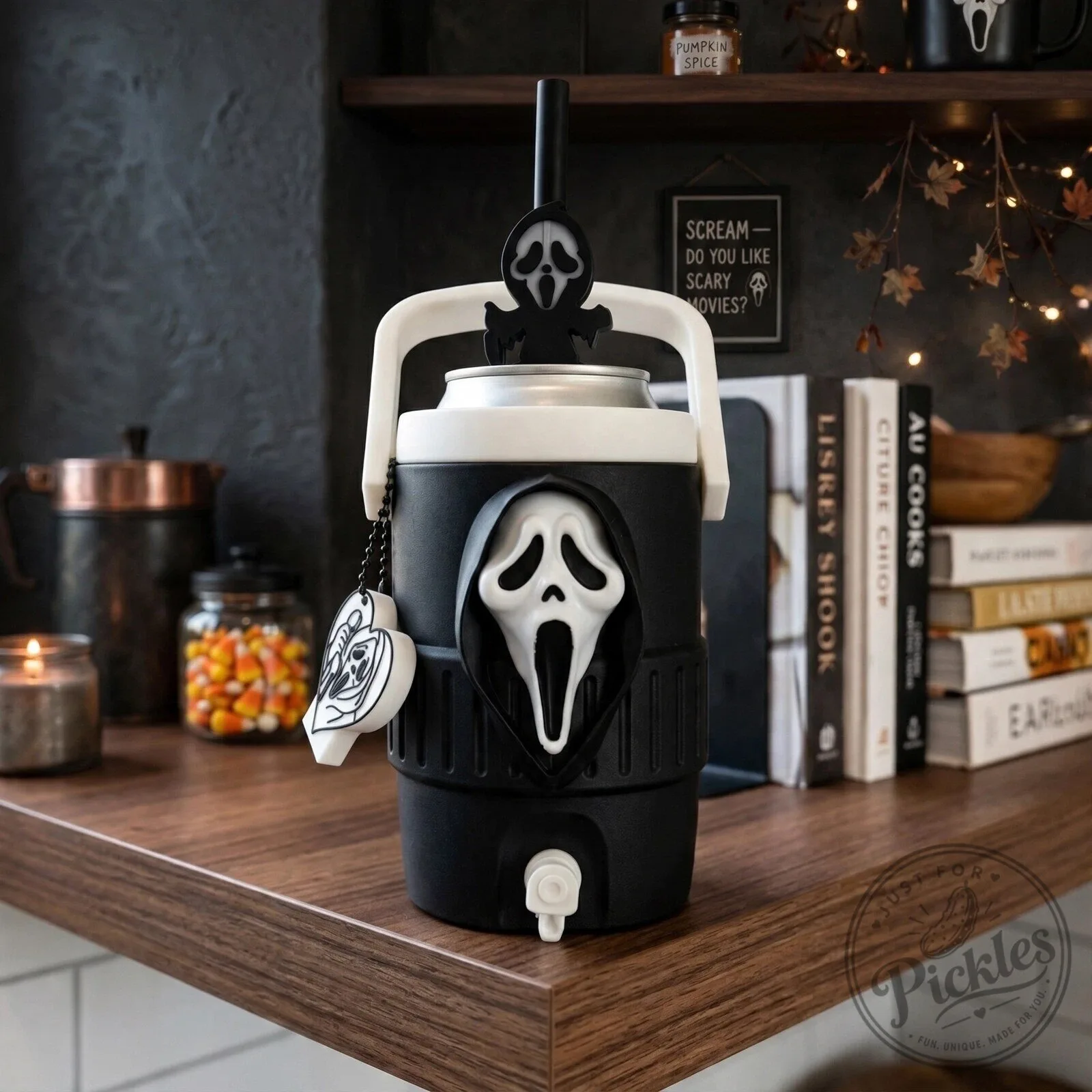 Ghostface Water Jug Dispenser with Spigot – Horror Movie Halloween Drink Dispenser