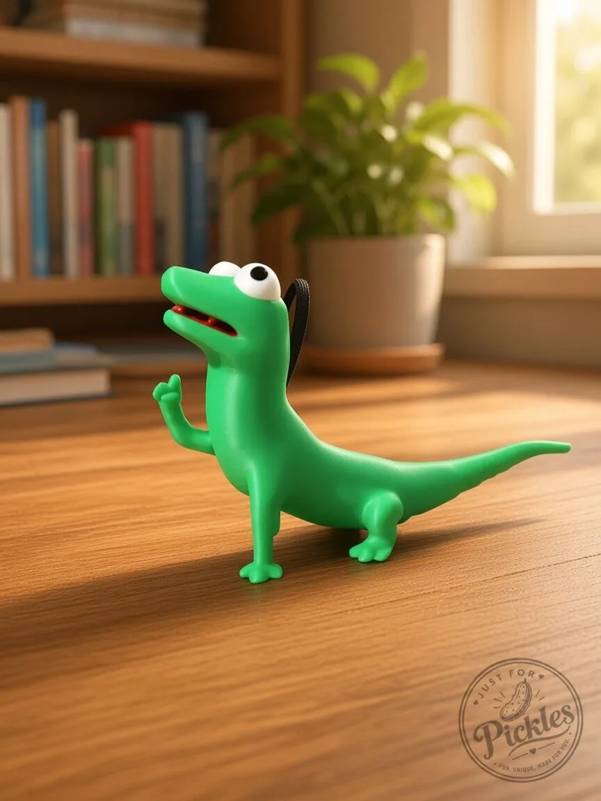 Funny Green Lizard Middle Finger Statue – Cute Googly Eye Gecko Table Top Decor 7 Funny Green Lizard Middle Finger Statue – Cute Googly Eye Gecko Table Top Decor product design shown in a detailed view