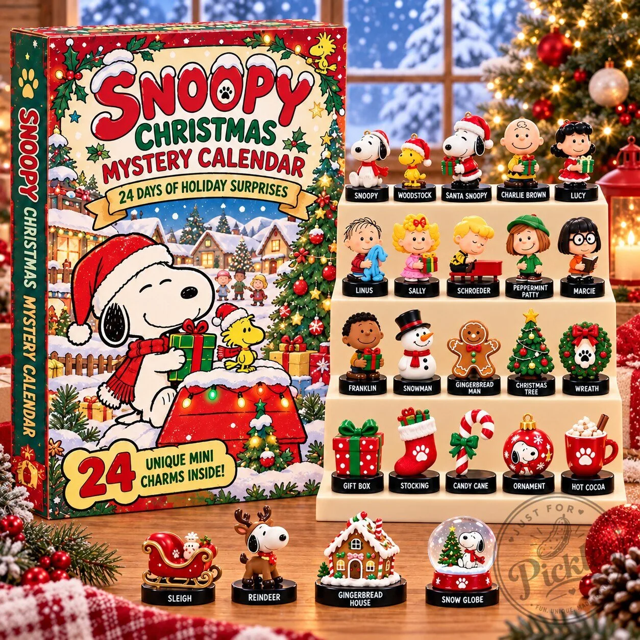 Snoopy Christmas Acrylic Blind Box Calendar 6 Snoopy Christmas Acrylic Blind Box Calendar product design shown in a detailed view