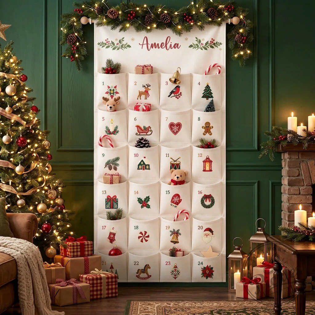 Christmas Countdown Advent Calendar with Name - Personalized Christmas Gifts
