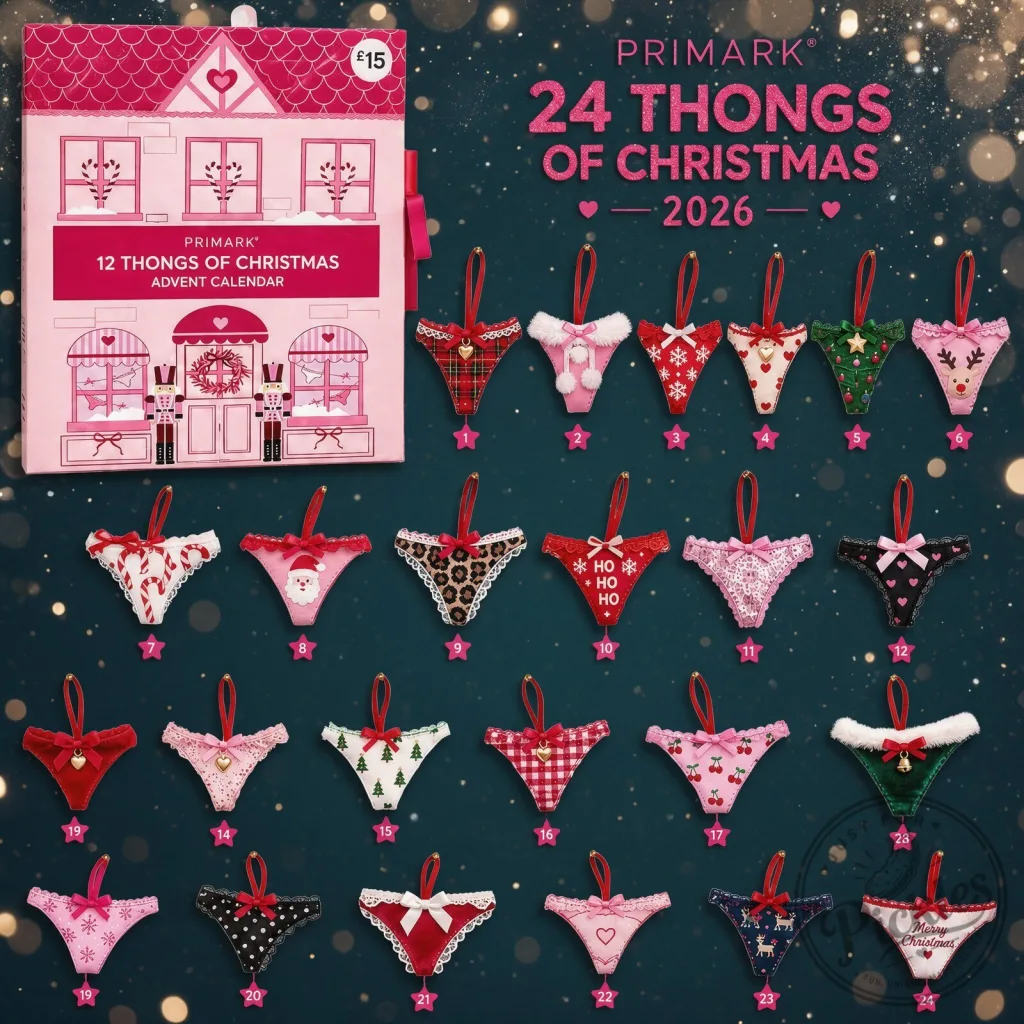 Primark 24 Day Thongs of Christmas 2026 Advent Calendar 24-Piece Set Primark 24 Day Thongs of Christmas 2026 Advent Calendar 24-Piece Set