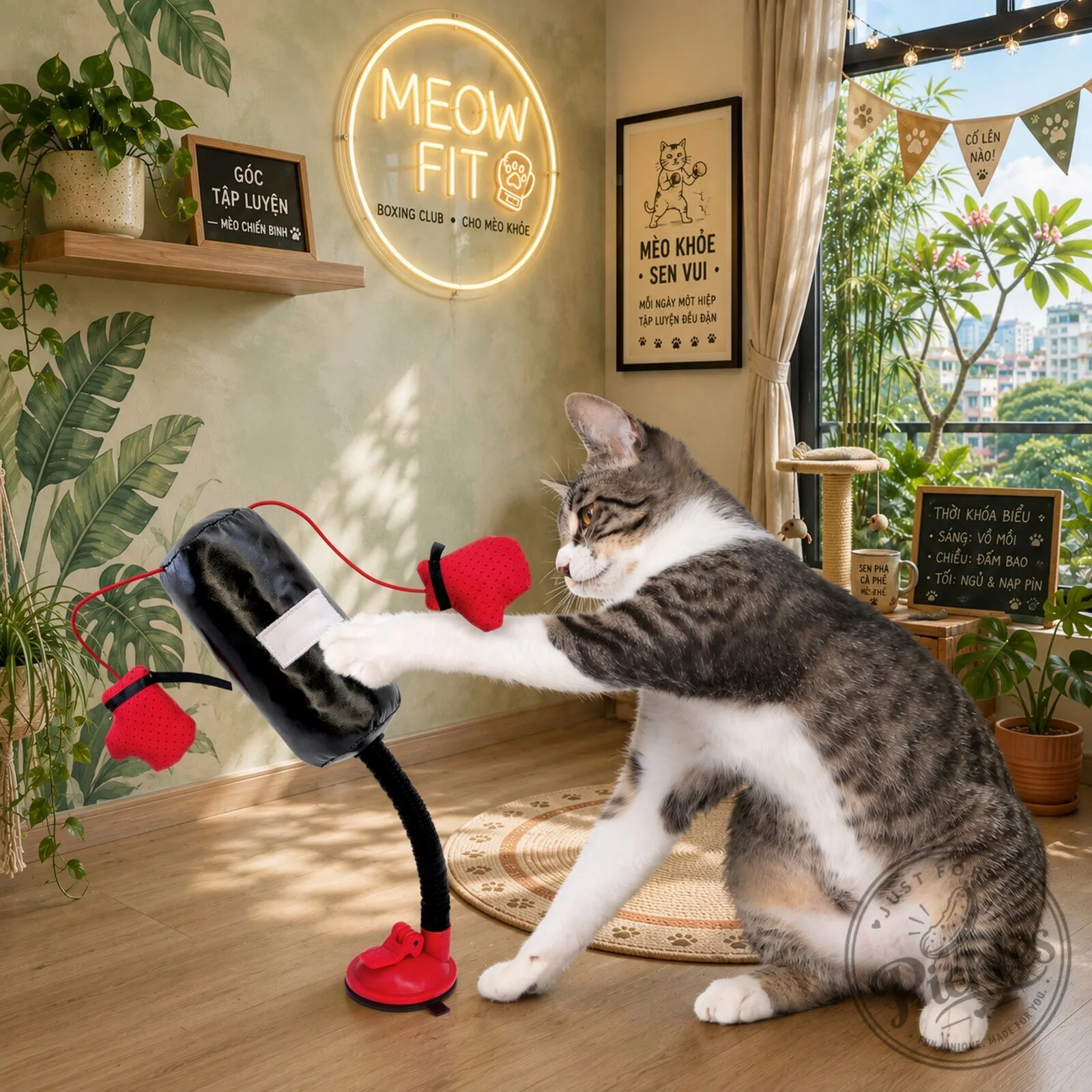 Cat Boxing Punching Bag Toy with Suction Cup Base – Interactive Pet Scratching Post Toy 9 Cat Boxing Punching Bag Toy with Suction Cup Base – Interactive Pet Scratching Post Toy product design shown in a detailed view