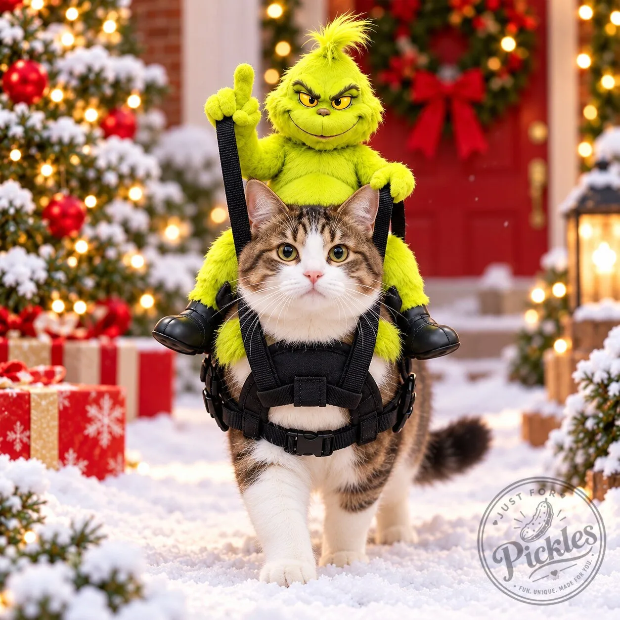 Christmas Grinch Riding Pet Harness – Funny Holiday Dog Harness Vest