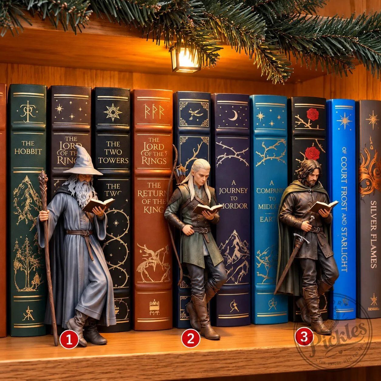 Lord of the Rings Reading Figures Bookshelf Decor – Gandalf Legolas Aragorn Book Nook