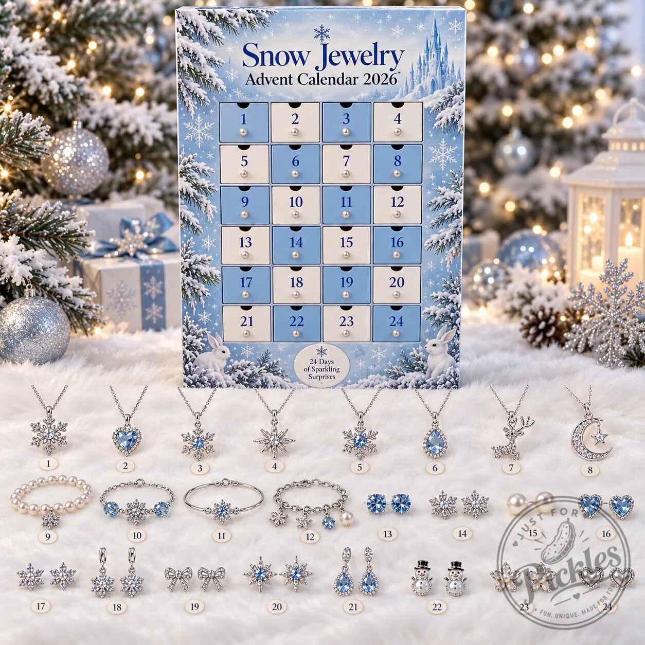 Snow Jewelry Christmas Advent Calendar 2026 – 24 Days Crystal Jewelry Gift Set