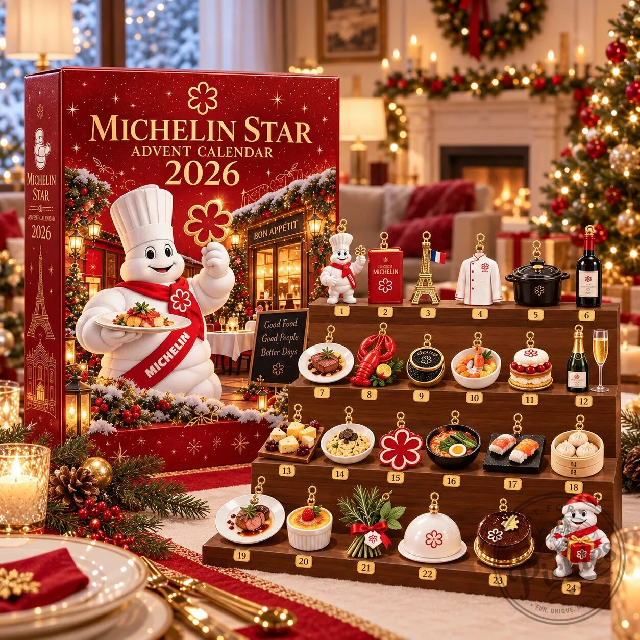 Michelin Star Advent Calendar 2026 – 24 Days Gourmet Culinary Ornaments Set