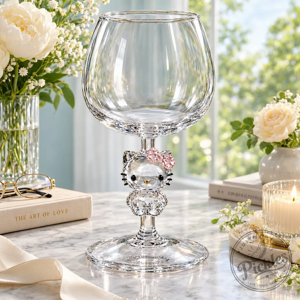 Hello Kitty Crystal Wine Glass 8 Hello Kitty Crystal Wine Glass product design shown in a detailed view
