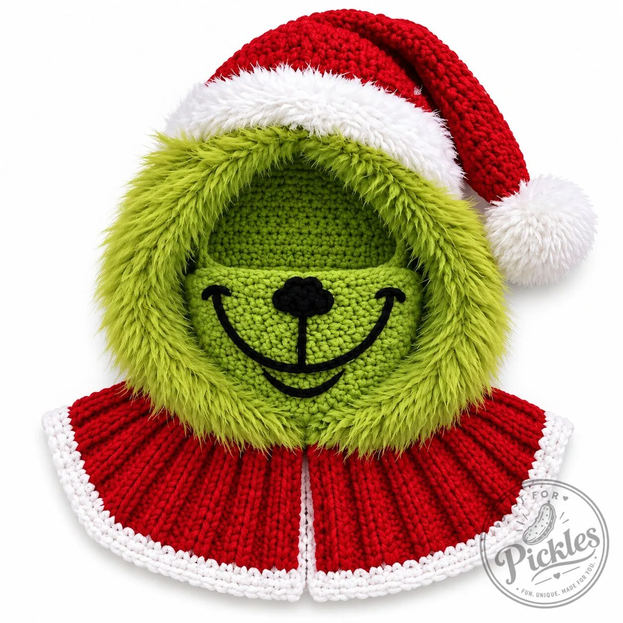 Handmade Crochet Grinch Santa Hat 8 Handmade Crochet Grinch Santa Hat product design shown in a detailed view