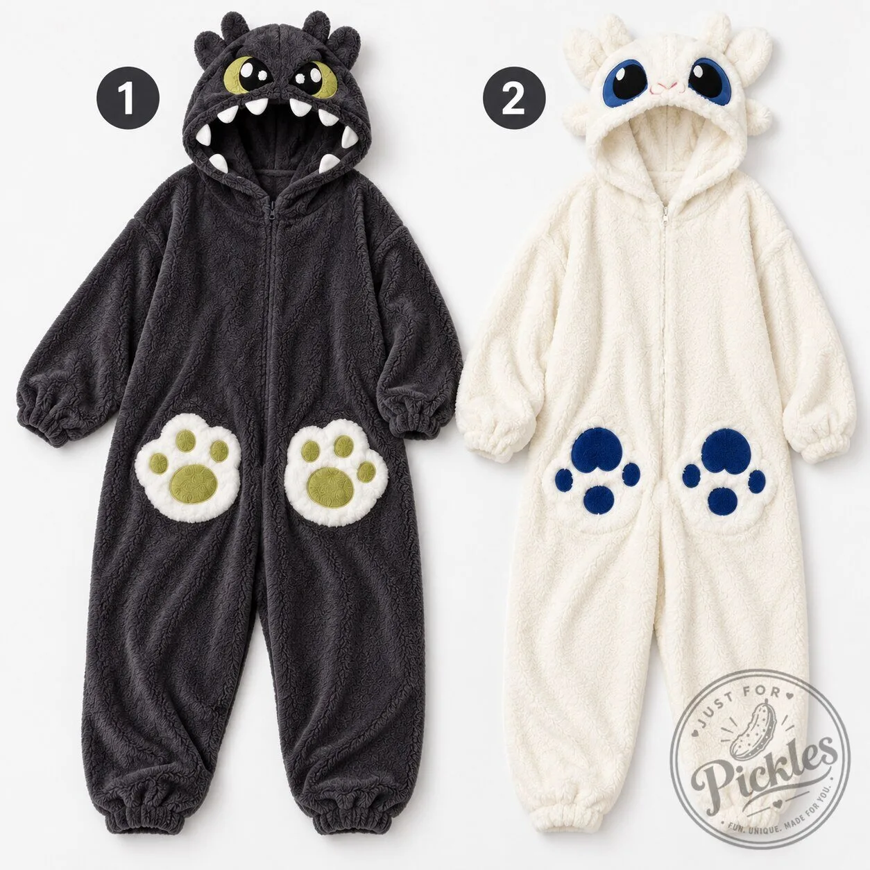 Toothless & Light Fury Fleece Onesie Pajamas