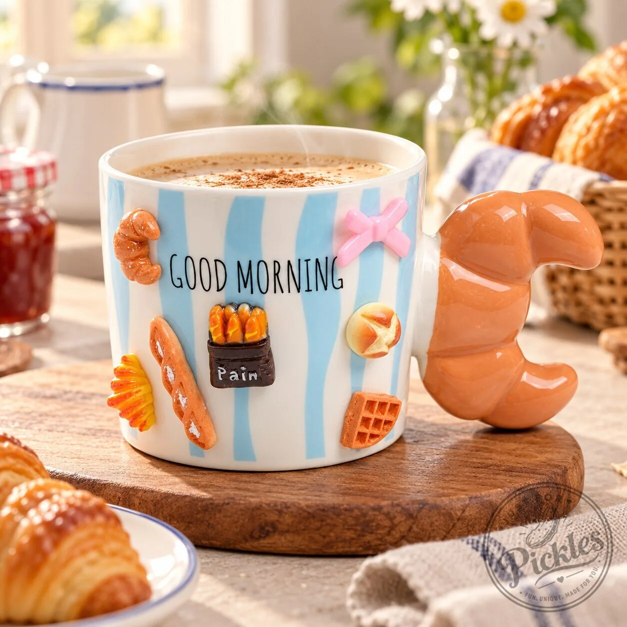 Good Morning Croissant Ceramic Mug 3 Good Morning Croissant Ceramic Mug
