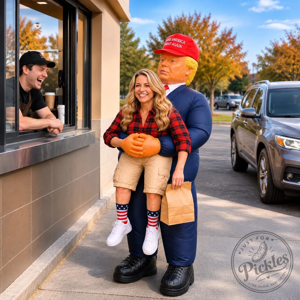 Inflatable Trump Carrying Me Costume