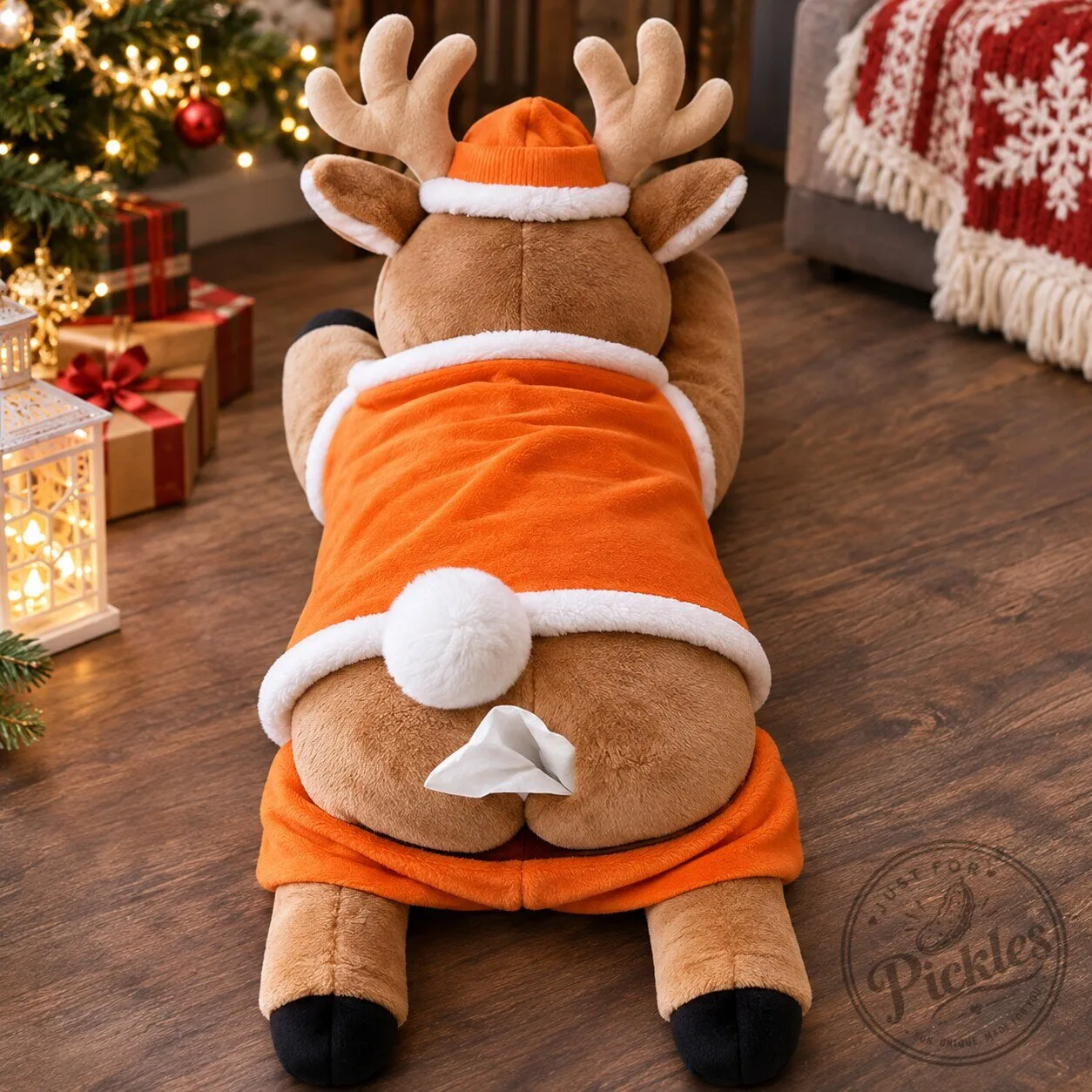 Funny Reindeer Butt Plush Tissue Box Cover