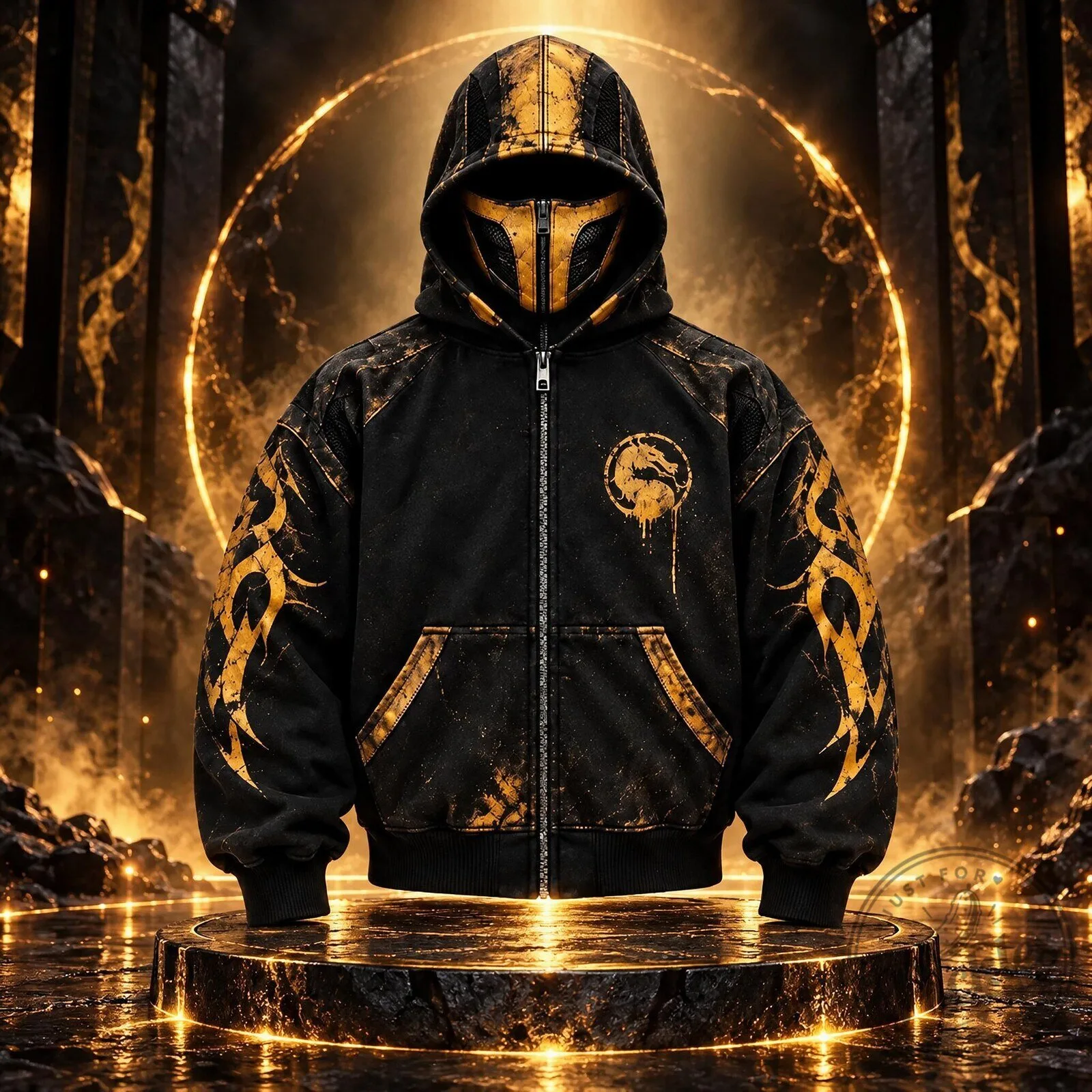 H&M Mortal Kombat Scorpion Zip-Up Mask Hoodie Jacket 2026