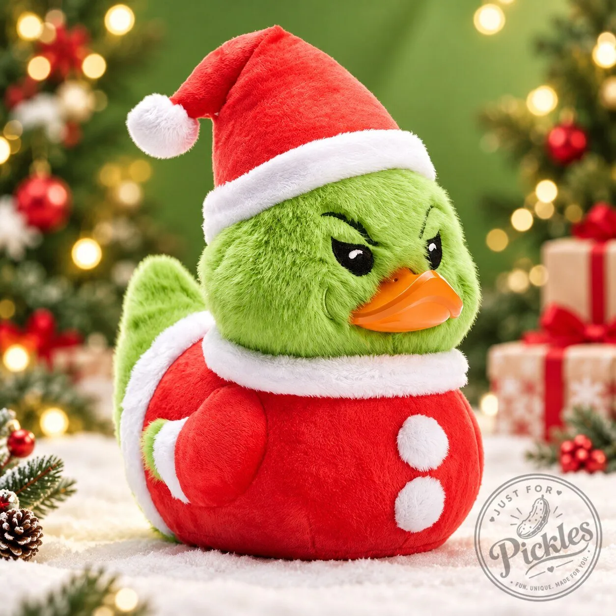 Grinch Santa Rubber Duck Plush Toy