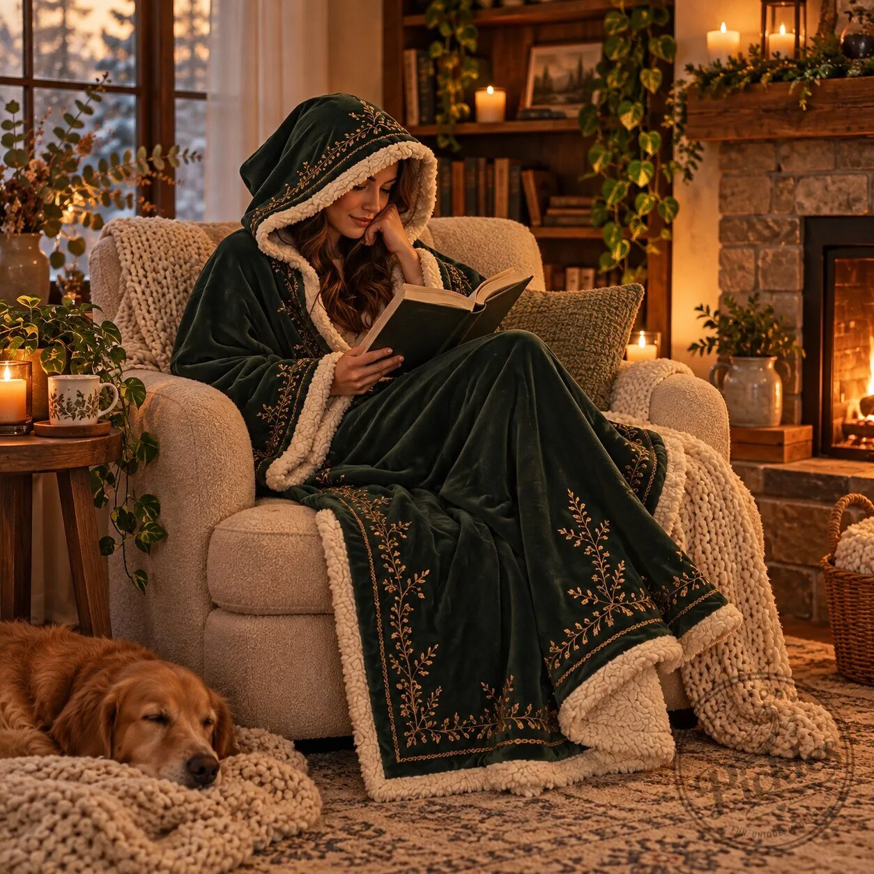 Medieval Forest Green Velvet Cloak 9 Medieval Forest Green Velvet Cloak product design shown in a detailed view